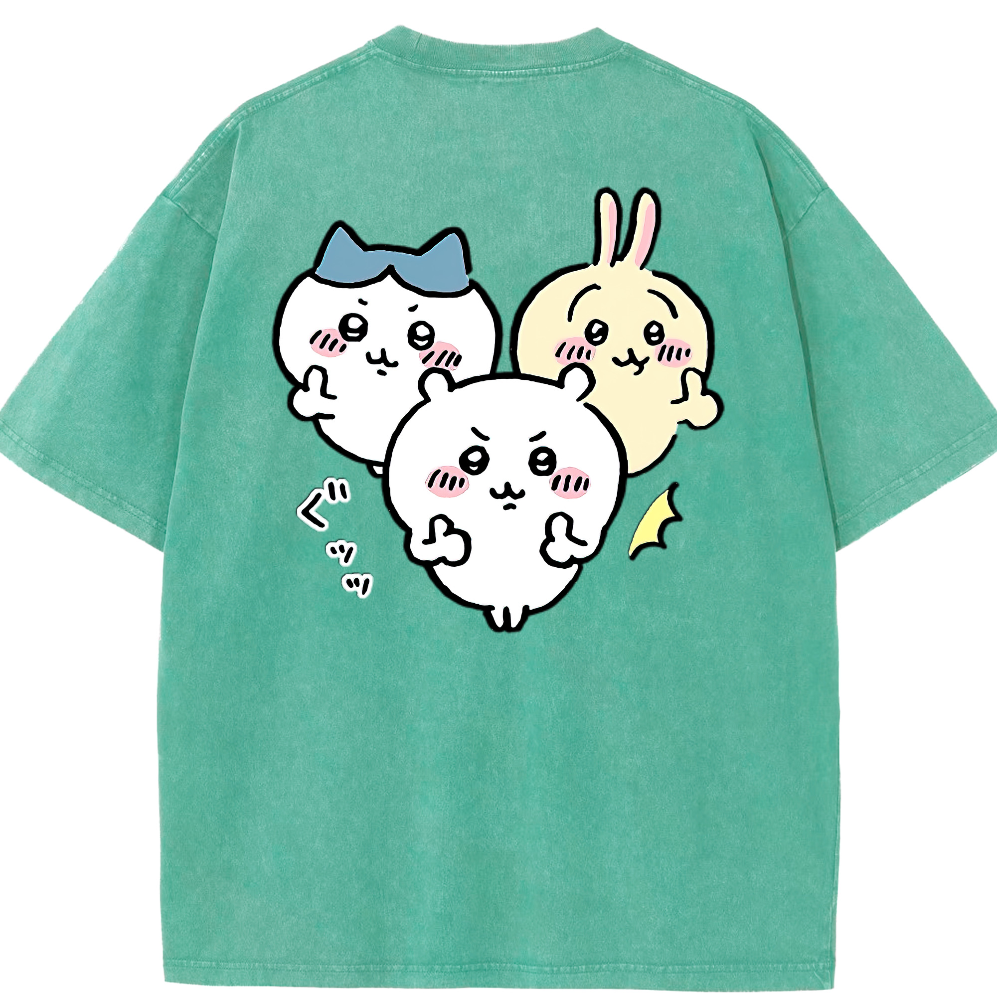 （画像用） ちいかわ うさぎ Chii-kawa usagi 綿100% ヴィンテージ風 半袖Tシャツ（背面プリント）